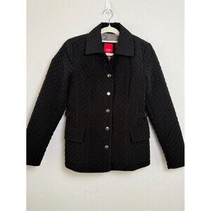 Esprit Black Quilted Coat Size S Jacket Snap Front Flap Pockets